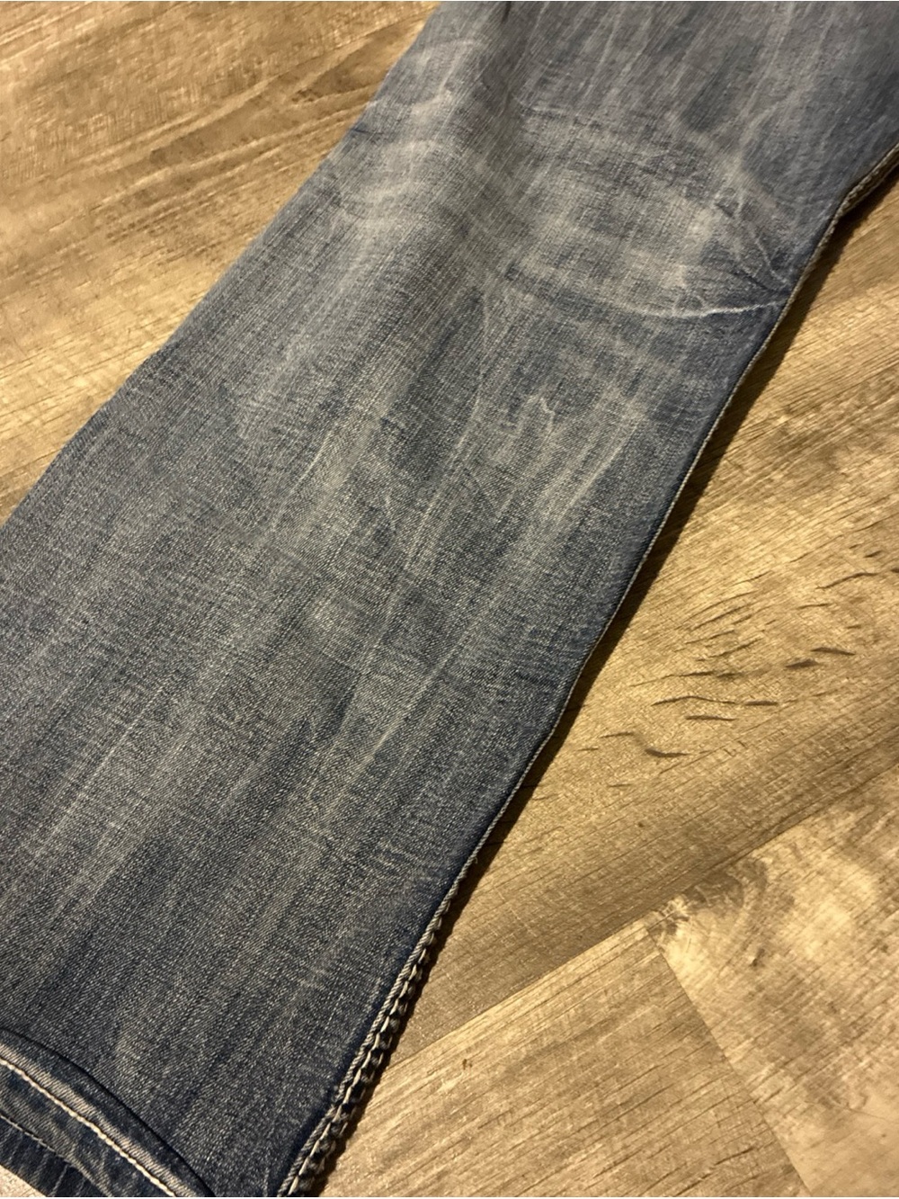 Vintage Rock Revival Jeans Men’s Blue Cotton Straight Distressed Flap SZ 42 - Picture 10 of 16